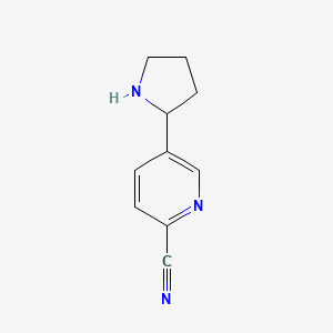 molecular formula C10H11N3 B578350 5-(2-Pyrrolidinyl)-2-pyridinecarbonitrile CAS No. 1270543-04-8