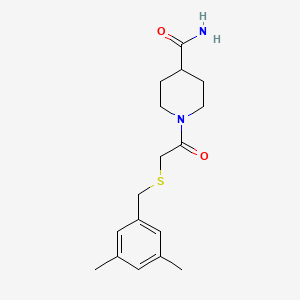 molecular formula C17H24N2O2S B5783541 1-{[(3,5-dimethylbenzyl)thio]acetyl}-4-piperidinecarboxamide 