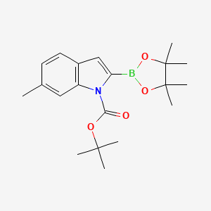 molecular formula C20H28BNO4 B578358 tert-Butyl 6-methyl-2-(4,4,5,5-tetramethyl-1,3,2-dioxaborolan-2-yl)-1H-indole-1-carboxylate CAS No. 1218791-10-6
