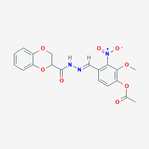 molecular formula C19H17N3O8 B5783647 4-[2-(2,3-dihydro-1,4-benzodioxin-2-ylcarbonyl)carbonohydrazonoyl]-2-methoxy-3-nitrophenyl acetate 