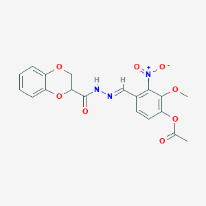 4-{(E)-[2-(2,3-dihydro-1,4-benzodioxin-2-ylcarbonyl)hydrazinylidene]methyl}-2-methoxy-3-nitrophenyl acetate