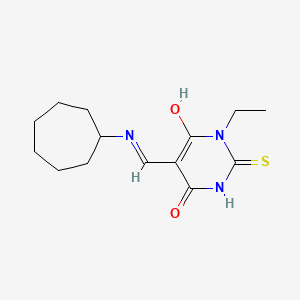 molecular formula C14H21N3O2S B5783667 5-[(cycloheptylamino)methylene]-1-ethyl-2-thioxodihydro-4,6(1H,5H)-pyrimidinedione 