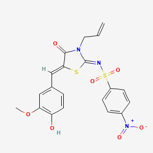 (NZ)-N-[(5Z)-5-[(4-hydroxy-3-methoxyphenyl)methylidene]-4-oxo-3-prop-2-enyl-1,3-thiazolidin-2-ylidene]-4-nitrobenzenesulfonamide