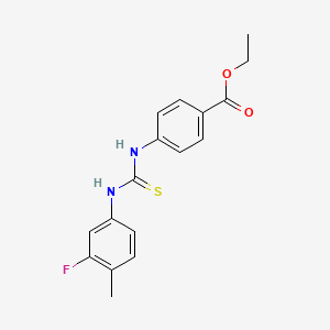 molecular formula C17H17FN2O2S B5783736 ethyl 4-({[(3-fluoro-4-methylphenyl)amino]carbonothioyl}amino)benzoate 