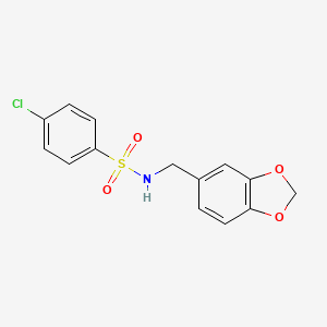 molecular formula C14H12ClNO4S B5783813 N-(1,3-benzodioxol-5-ylmethyl)-4-chlorobenzenesulfonamide 