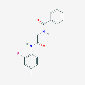 molecular formula C16H15FN2O2 B5783889 N-{2-[(2-fluoro-4-methylphenyl)amino]-2-oxoethyl}benzamide 