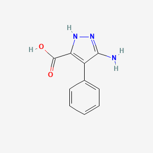 molecular formula C10H9N3O2 B578398 3-amino-4-phenyl-1H-pyrazole-5-carboxylic acid CAS No. 1238343-38-8