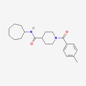 molecular formula C21H30N2O2 B5784042 N-cycloheptyl-1-(4-methylbenzoyl)-4-piperidinecarboxamide 