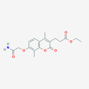 molecular formula C18H21NO6 B5784083 ethyl 3-[7-(2-amino-2-oxoethoxy)-4,8-dimethyl-2-oxo-2H-chromen-3-yl]propanoate 