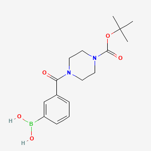 molecular formula C16H23BN2O5 B578410 (3-(4-(tert-Butoxycarbonyl)piperazine-1-carbonyl)phenyl)boronic acid CAS No. 1218790-82-9