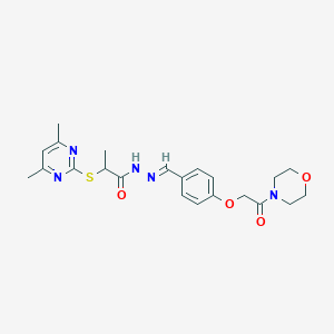 molecular formula C22H27N5O4S B5784158 2-[(4,6-dimethyl-2-pyrimidinyl)thio]-N'-{4-[2-(4-morpholinyl)-2-oxoethoxy]benzylidene}propanohydrazide 