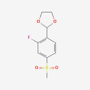 molecular formula C10H11FO4S B578416 2-[2-Fluoro-4-(methylsulfonyl)phenyl]-1,3-dioxolane CAS No. 1346597-53-2