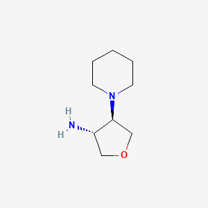 molecular formula C9H18N2O B578418 trans-4-(1-Piperidinyl)tetrahydro-3-furanamine CAS No. 1212094-22-8