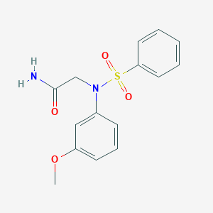 molecular formula C15H16N2O4S B5784368 N~2~-(3-甲氧基苯基)-N~2~-(苯磺酰)甘氨酰胺 