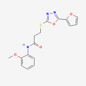 molecular formula C16H15N3O4S B5784394 3-{[5-(2-furyl)-1,3,4-oxadiazol-2-yl]thio}-N-(2-methoxyphenyl)propanamide 