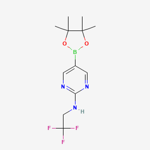 molecular formula C12H17BF3N3O2 B578440 5-(4,4,5,5-Tetramethyl-1,3,2-dioxaborolan-2-yl)-N-(2,2,2-trifluoroethyl)pyrimidin-2-amine CAS No. 1218789-32-2