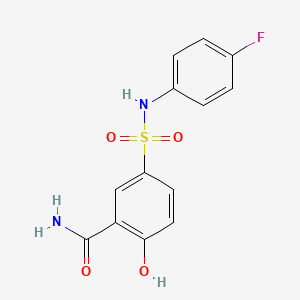 molecular formula C13H11FN2O4S B5784468 5-{[(4-fluorophenyl)amino]sulfonyl}-2-hydroxybenzamide 