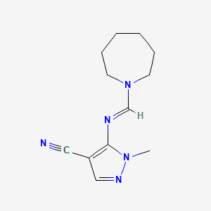 molecular formula C12H17N5 B5784517 5-[(1-azepanylmethylene)amino]-1-methyl-1H-pyrazole-4-carbonitrile 