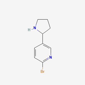 molecular formula C9H11BrN2 B578455 2-Bromo-5-(pyrrolidin-2-YL)pyridine CAS No. 1211586-87-6