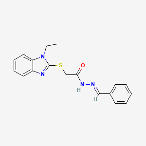 molecular formula C18H18N4OS B5784658 N'-benzylidene-2-[(1-ethyl-1H-benzimidazol-2-yl)thio]acetohydrazide 