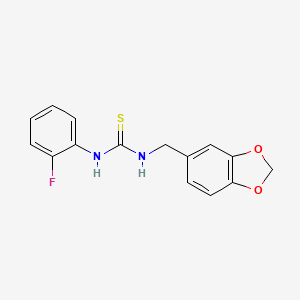 molecular formula C15H13FN2O2S B5784689 N-(1,3-benzodioxol-5-ylmethyl)-N'-(2-fluorophenyl)thiourea 