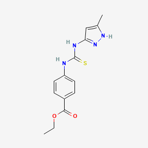 molecular formula C14H16N4O2S B5784722 ethyl 4-({[(3-methyl-1H-pyrazol-5-yl)amino]carbonothioyl}amino)benzoate 