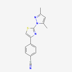 molecular formula C15H12N4S B5784800 4-[2-(3,5-dimethyl-1H-pyrazol-1-yl)-1,3-thiazol-4-yl]benzonitrile 