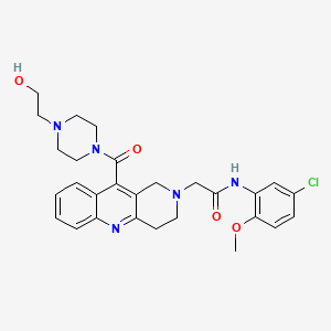 molecular formula C28H32ClN5O4 B578484 N-(5-Chloro-2-methoxyphenyl)-2-(10-(4-(2-hydroxyethyl)piperazine-1-carbonyl)-3,4-dihydrobenzo[b][1,6]naphthyridin-2(1H)-yl)acetamide CAS No. 1228168-54-4