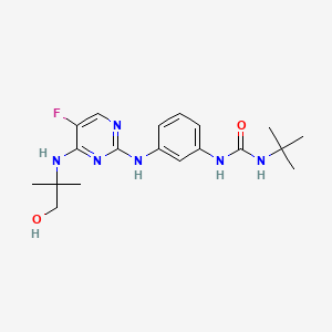 1-(Tert-butyl)-3-(3-((5-fluoro-4-((1-hydroxy-2-methylpropan-2-yl)amino)pyrimidin-2-yl)amino)phenyl)urea