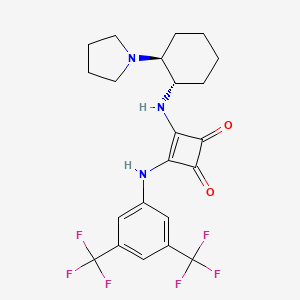 molecular formula C22H23F6N3O2 B578491 3-[[3,5-bis(trifluoroMethyl)phenyl]aMino]-4-[[(1R,2R)-2-(1-pyrrolidinyl)cyclohexyl]aMino]- CAS No. 1346683-42-8