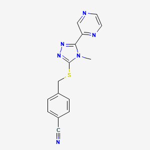 molecular formula C15H12N6S B5784928 4-({[4-methyl-5-(2-pyrazinyl)-4H-1,2,4-triazol-3-yl]thio}methyl)benzonitrile 