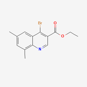 molecular formula C14H14BrNO2 B578505 Ethyl 4-bromo-6,8-dimethylquinoline-3-carboxylate CAS No. 1242260-80-5