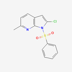 molecular formula C14H11ClN2O2S B578510 1-(Phenylsulfonyl)-2-chloro-6-methyl-7-azaindole CAS No. 1227267-24-4