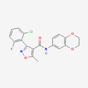 molecular formula C19H14ClFN2O4 B5785173 3-(2-chloro-6-fluorophenyl)-N-(2,3-dihydro-1,4-benzodioxin-6-yl)-5-methyl-4-isoxazolecarboxamide 