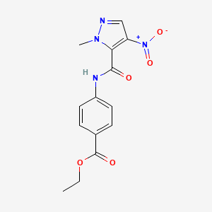 molecular formula C14H14N4O5 B5785315 ethyl 4-{[(1-methyl-4-nitro-1H-pyrazol-5-yl)carbonyl]amino}benzoate CAS No. 5249-31-0