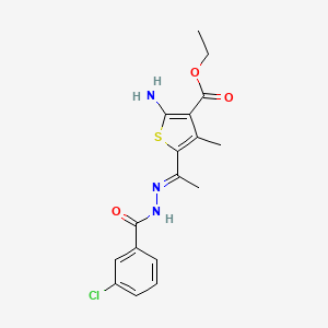 molecular formula C17H18ClN3O3S B5785332 ethyl 2-amino-5-[N-(3-chlorobenzoyl)ethanehydrazonoyl]-4-methyl-3-thiophenecarboxylate 