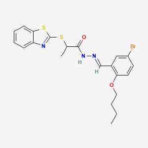 molecular formula C21H22BrN3O2S2 B5785379 2-(1,3-benzothiazol-2-ylthio)-N'-(5-bromo-2-butoxybenzylidene)propanohydrazide 