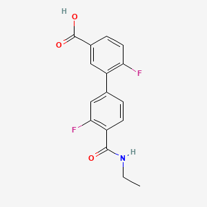 molecular formula C16H13F2NO3 B578538 4'-(Ethylcarbamoyl)-3',6-difluoro-[1,1'-biphenyl]-3-carboxylic acid CAS No. 1261909-44-7