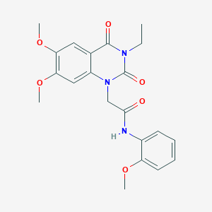 molecular formula C21H23N3O6 B5785418 2-(3-ethyl-6,7-dimethoxy-2,4-dioxo-3,4-dihydro-1(2H)-quinazolinyl)-N-(2-methoxyphenyl)acetamide 