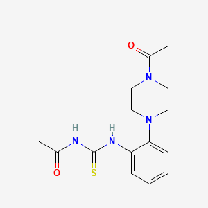 molecular formula C16H22N4O2S B5785431 N-({[2-(4-propionyl-1-piperazinyl)phenyl]amino}carbonothioyl)acetamide 
