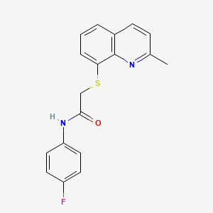 molecular formula C18H15FN2OS B5785542 N-(4-fluorophenyl)-2-[(2-methyl-8-quinolinyl)thio]acetamide 
