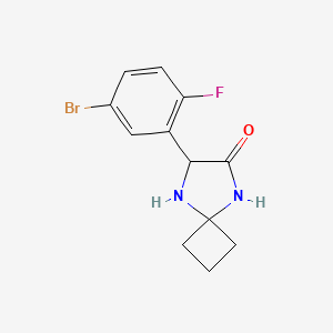 molecular formula C12H12BrFN2O B578562 7-(5-Bromo-2-fluorophenyl)-5,8-diazaspiro[3.4]octan-6-one CAS No. 1272755-91-5