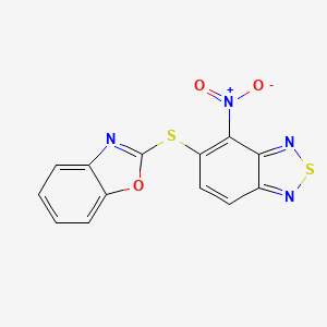 molecular formula C13H6N4O3S2 B5785629 5-(1,3-benzoxazol-2-ylthio)-4-nitro-2,1,3-benzothiadiazole 