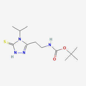 molecular formula C12H22N4O2S B578566 tert-Butyl (2-(4-isopropyl-5-thioxo-4,5-dihydro-1H-1,2,4-triazol-3-yl)ethyl)carbamate CAS No. 1245806-45-4