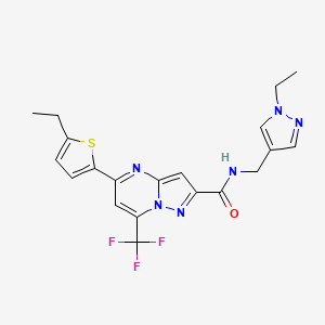 N-[(1-ethyl-1H-pyrazol-4-yl)methyl]-5-(5-ethylthiophen-2-yl)-7-(trifluoromethyl)pyrazolo[1,5-a]pyrimidine-2-carboxamide