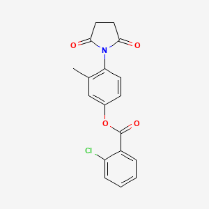 molecular formula C18H14ClNO4 B5785797 4-(2,5-dioxo-1-pyrrolidinyl)-3-methylphenyl 2-chlorobenzoate 