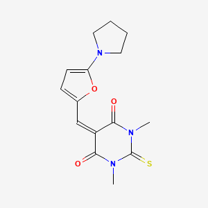 molecular formula C15H17N3O3S B5785829 1,3-dimethyl-5-{[5-(1-pyrrolidinyl)-2-furyl]methylene}-2-thioxodihydro-4,6(1H,5H)-pyrimidinedione 