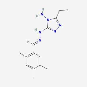 molecular formula C14H20N6 B5785987 2,4,5-trimethylbenzaldehyde (4-amino-5-ethyl-4H-1,2,4-triazol-3-yl)hydrazone 