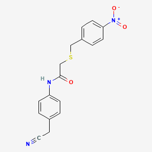 molecular formula C17H15N3O3S B5786022 N-[4-(cyanomethyl)phenyl]-2-[(4-nitrobenzyl)thio]acetamide 
