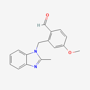 molecular formula C17H16N2O2 B5786072 4-methoxy-2-[(2-methyl-1H-benzimidazol-1-yl)methyl]benzaldehyde 
